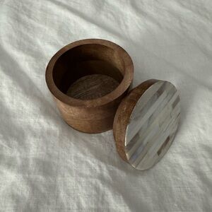 NEW Handmade wood and shell small round box